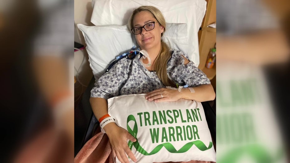 Brianne Baker in hospital bed.
