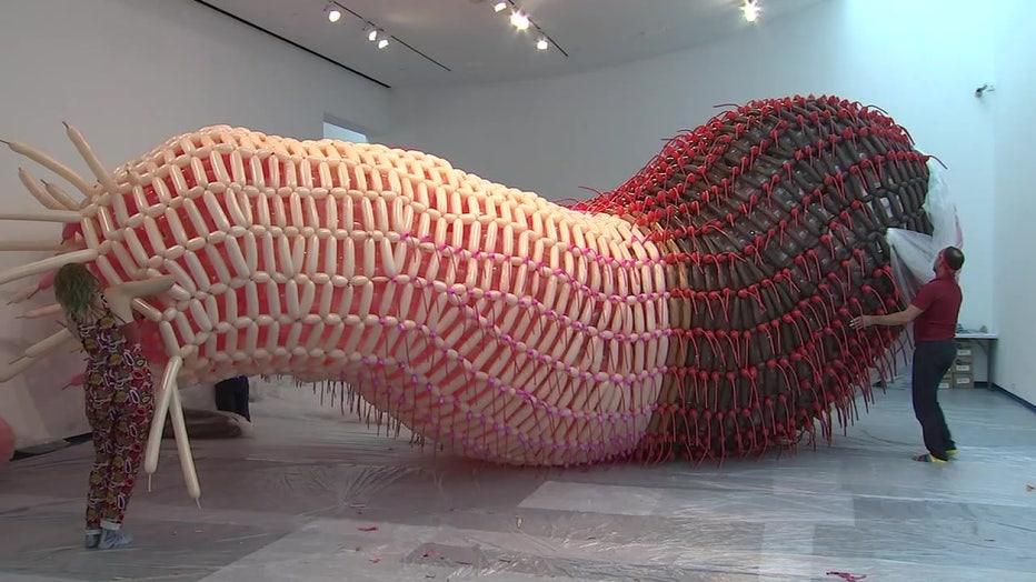 Large balloon sculpture in Dark Matter exhibit
