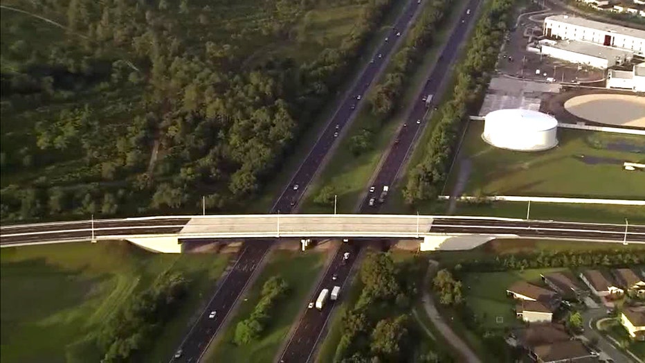 Photo: Aerial view of the new overpass before it opened to traffic.