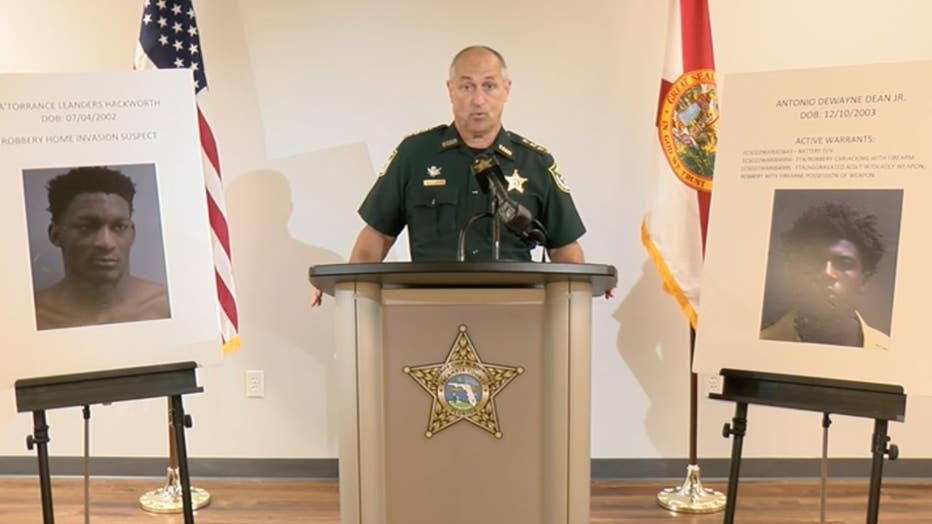 Photo: Escambia Sheriff Chip Simmons holds press conference on arrest of home invasion suspects.