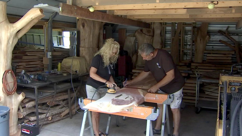Glenn and Shelly Pollack repurpose and refine wood furniture and other items in their Hudson workshop