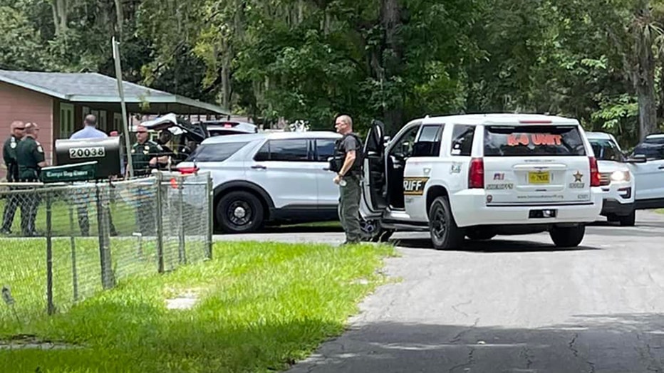 Photo: Hernando County patrol vehicles at barricaded situation in Brooksville