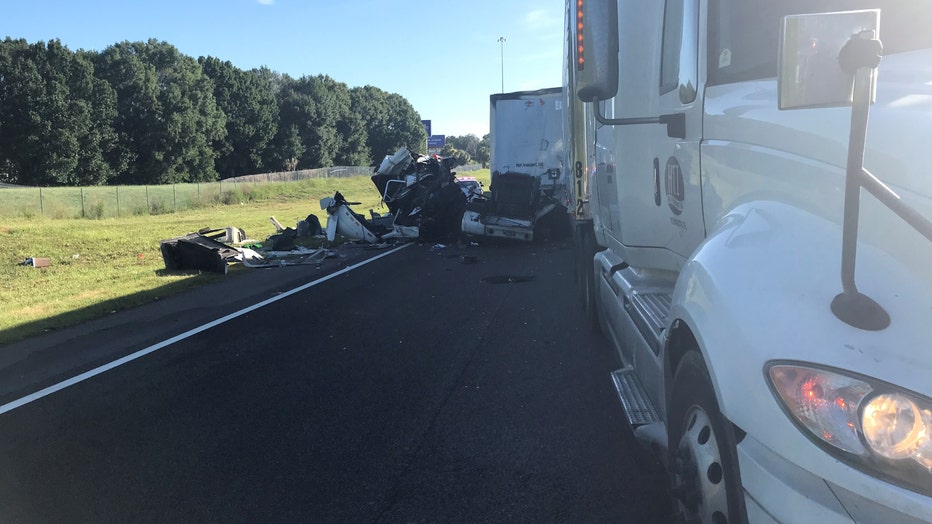 Aftermath of a crash on I-4 involving a semi-truck.