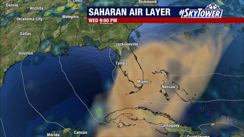 Photo: Graphic shows SkyTower radar graphic of Saharan dust reaching Florida.