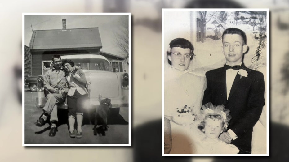 Black and white family photos of Wayne, Marilyn Thibeau