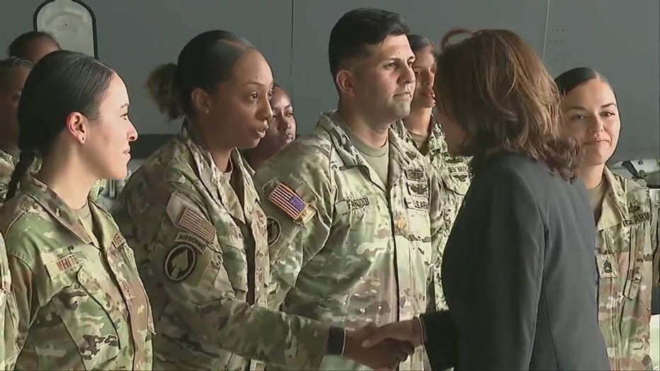 Photo: Vice President Kamala Harris thanks troops at MacDill Air Force Base in Tampa, Florida for their service