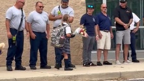 Firefighters send off fallen crew member’s stepdaughter to first day of school