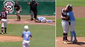 Little League batter comforts distraught pitcher who accidentally hit him in the head