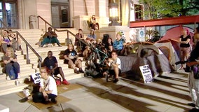 St. Pete 'sleep-in' demonstrators bring sleeping bags, tents to City Hall to protest rising rent