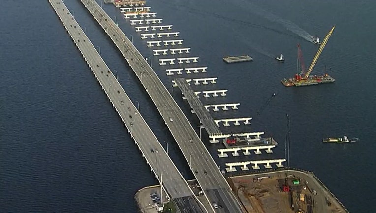Photo: Aerial view of Howard Frankland Bridge construction