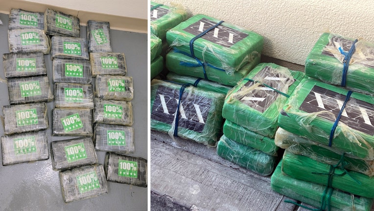 Photo: Bales of suspected cocaine seized in two different areas of the Florida keys three days apart.