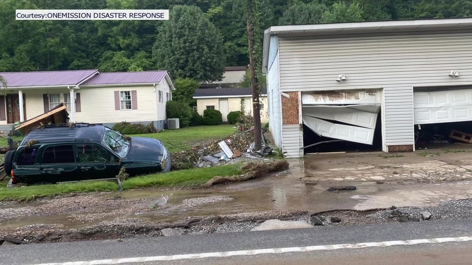 Damaged car and home in Kentucky.
