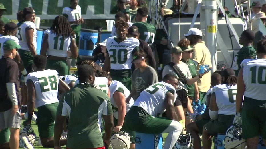 USF Bulls football team on field