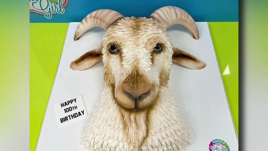 Cake in the shape of a goat in honor of Tom Brady’s 45th birthday