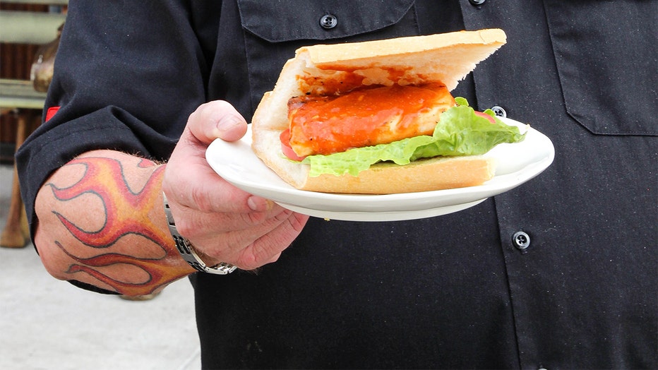 Dr. BBQ's grilled mahi-mahi sandwich with Florida orange barbeque sauce