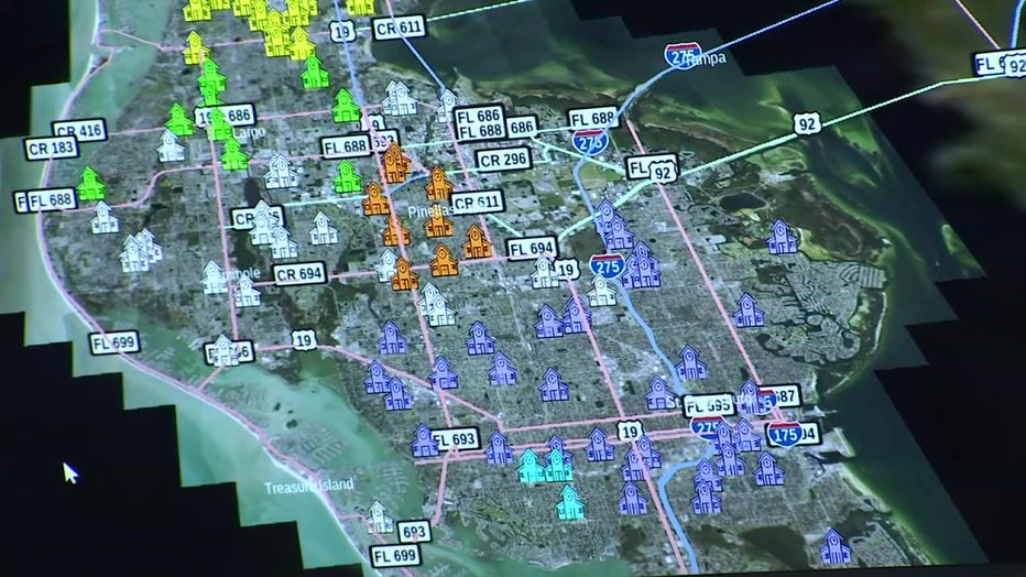 Map of Pinellas County schools, seen in the ALERT school emergency system