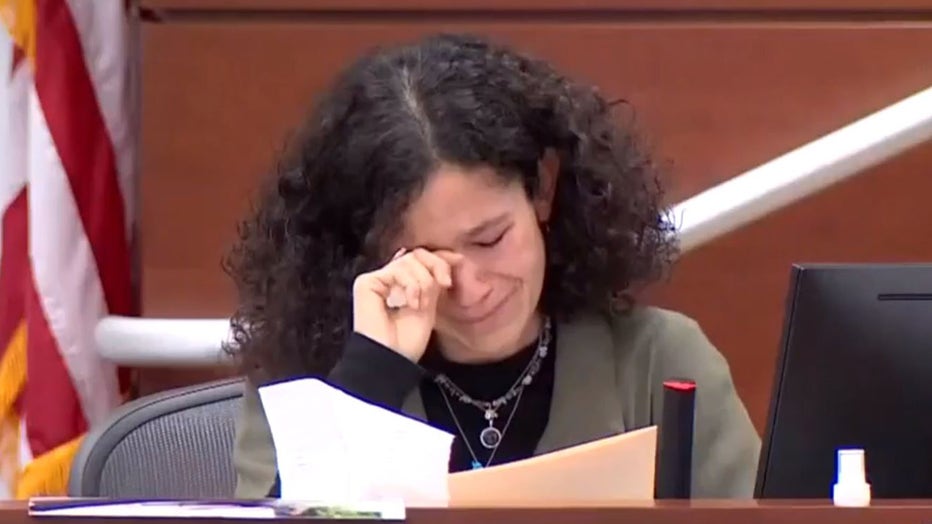 Photo: Victoria Gonzalez, the girlfriend of Joaquin Oliver, who died in the Parkland shooting, gives tearful testimony about her "soulmate" during Nikolas Cruz's penalty trial Monday, Aug. 1, 2022 in Fort Lauderdale, Florida.