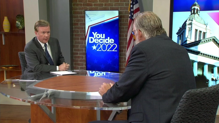 James Shaw, Republican candidate for commissioner of Florida's Department of Agriculture and Consumer Services, with FOX 13's Craig Patrick