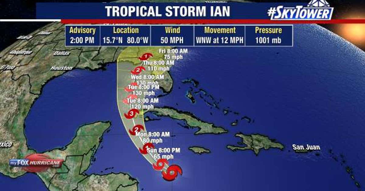 Tropical Storm Ian expected to become major hurricane as it slows down ...