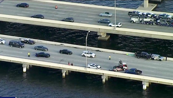 Crash blocks traffic in northbound lanes of Howard Frankland Bridge
