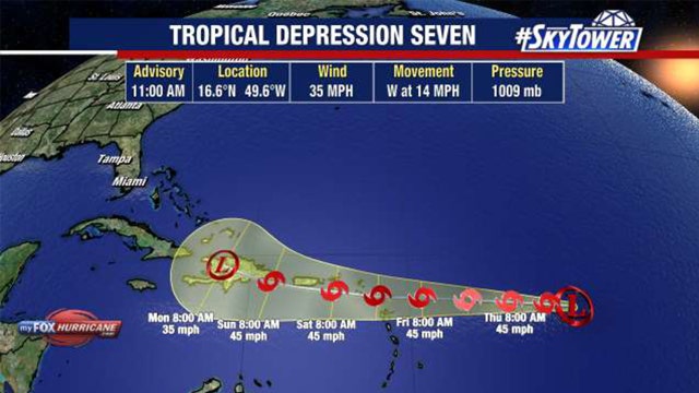 Tropical Depression 7 forms east of Caribbean, long-range forecast not set in stone