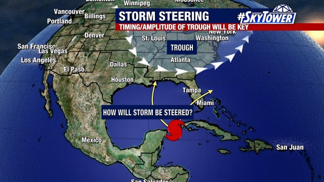 Tropical disturbance likely to enter Gulf of Mexico as a named storm – but where will it go?
