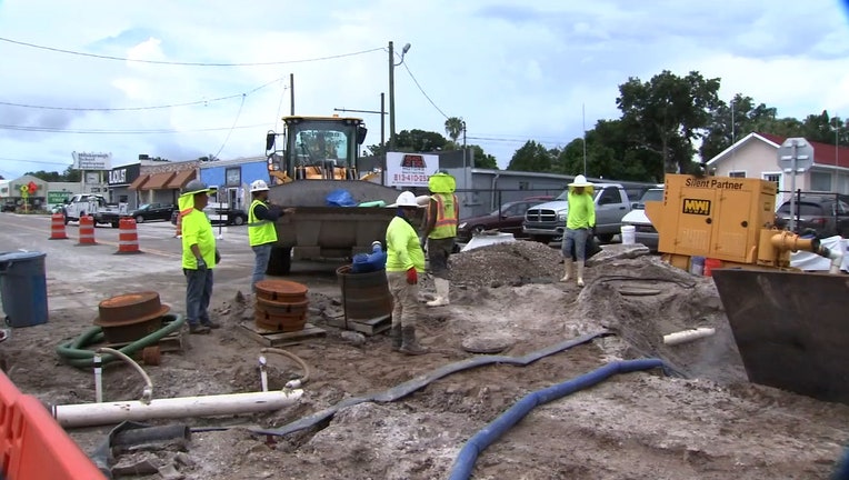 Photo: Construction workers on Florida Avenue in Seminole Heights