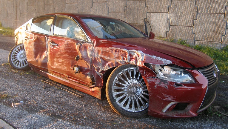 Photo: Lexus sedan involved in Tuesday fatal crash on Interstate 4 in Polk County.