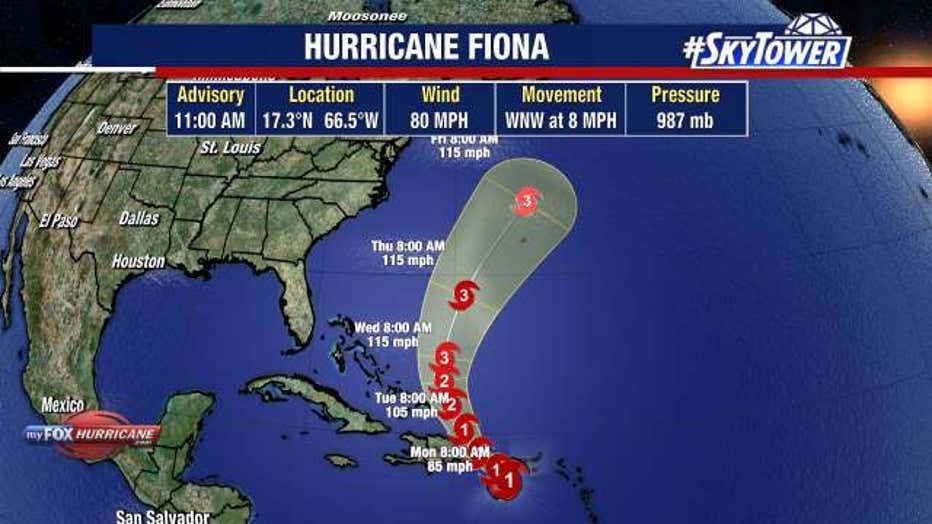 Computer model of Hurricane Fiona.