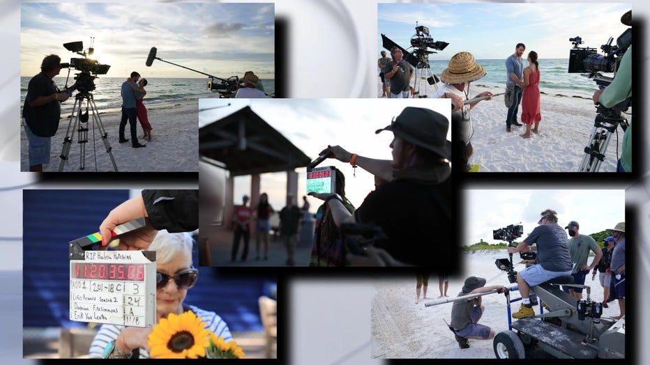 A collage of pictures from movies shot in the Bay Area.