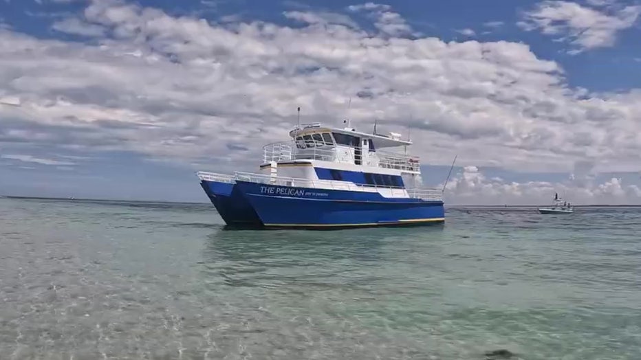 The Pelican is a 60-foot catamaran that offers a four-hour boat trip to Egmont Key. 