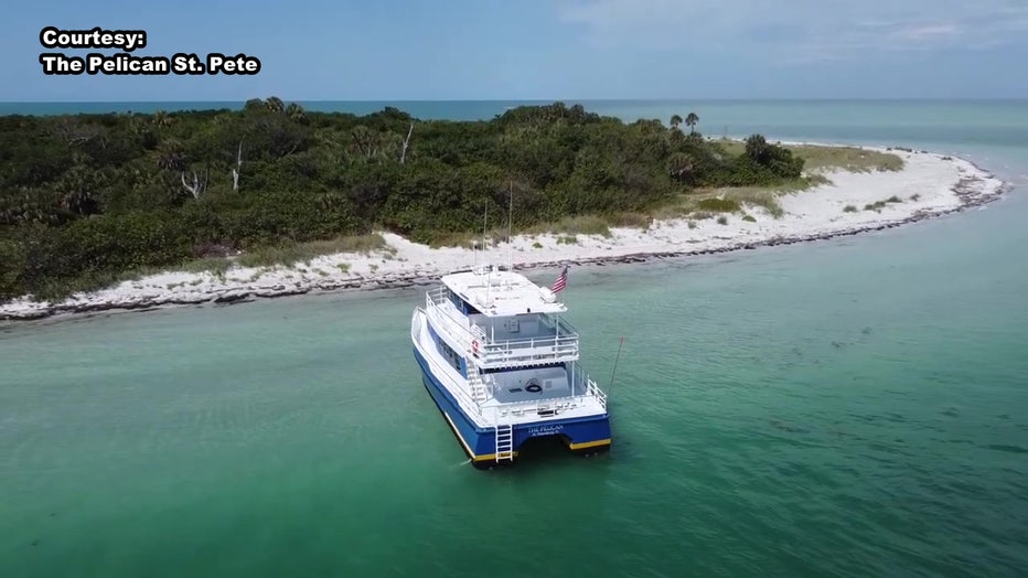 The Pelican sits offshore of Egmont Key.. 