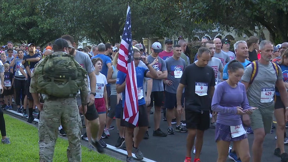 Runners line up for the 5k run.