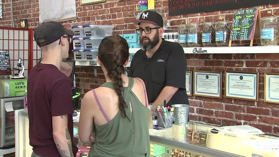 Carlos Hermida inside the Chillum Mushroom and Hemp Dispensary. 