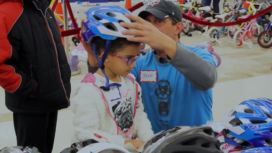 With the help of volunteers and mechanics, in coming months the bikes are refurbished and transformed into fresh rides that will be distributed to local kids in need during giveaways this holiday season. 