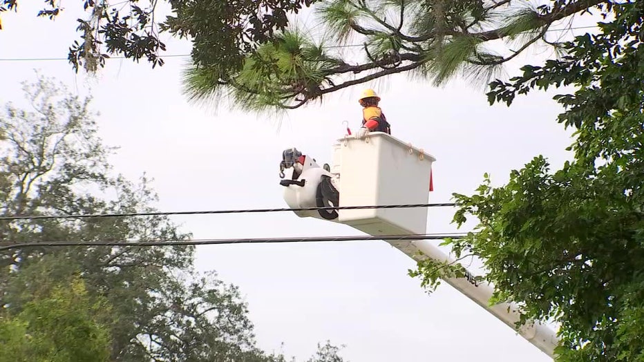 Crews work to restore power to tens of thousands of Pinellas County residents living without power after Hurricane Ian. 