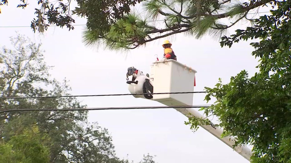 Crews work to restore power to tens of thousands of Pinellas County residents living without power after Hurricane Ian.