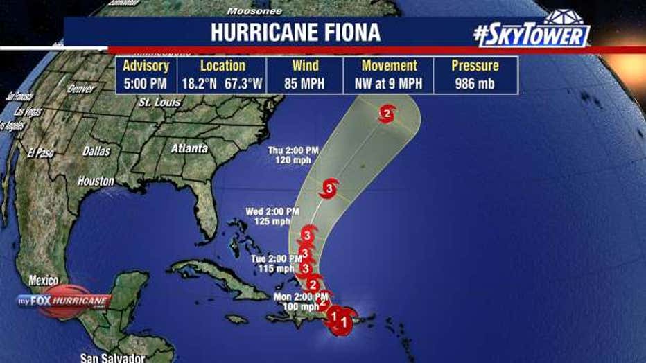 Hurricane Fiona tracking map.