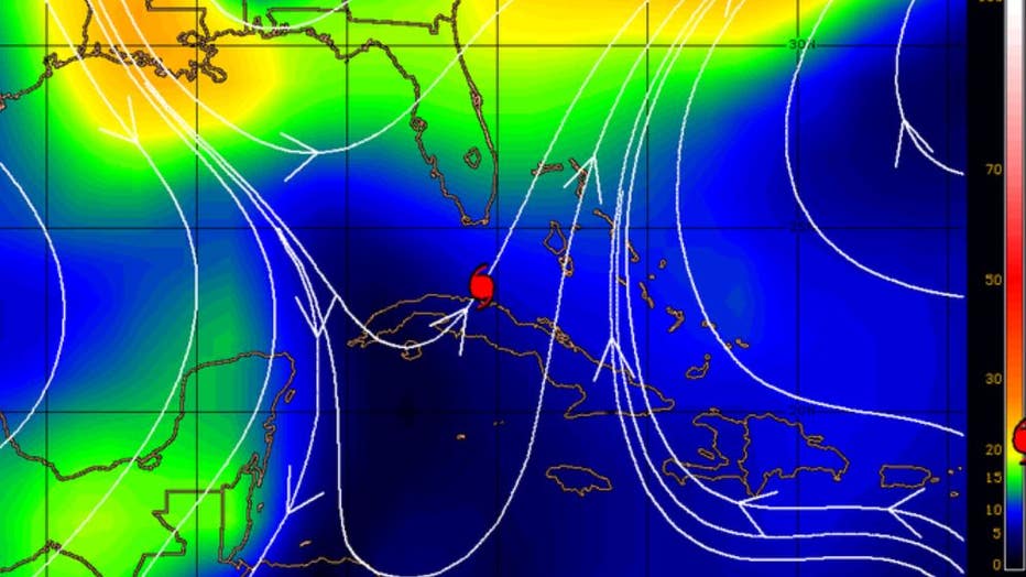 Photo: Image showing steering currents of Hurricane Irma in 2017.