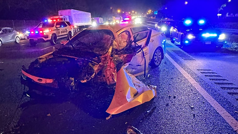 The vehicle driven by the DUI suspect had extensive damage following the I-4 crash.
