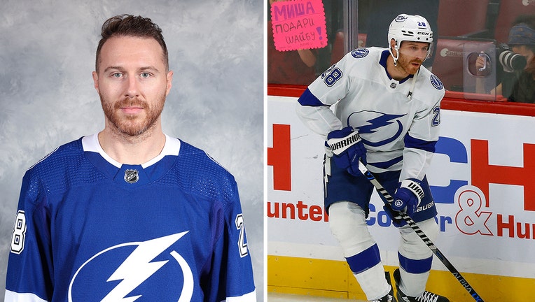 Side by side images of Ian Cole with the Tampa Bay Lightning