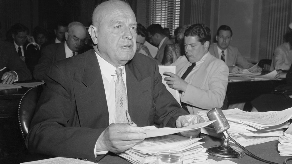 Narcotics Commissioner Harry J. Anslinger as he told the Senate Judiciary Subcommittee here today that there are about 60,000 narcotics addicts in the nation or one in every 3,000 persons. At the same time, Anslinger said that drug addiction among adolescents, which reached its peak in 1951, is showing signs of abating.
