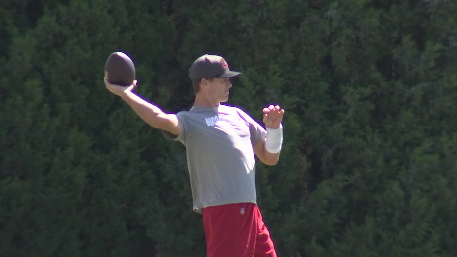 Tom Brady at Buccaneers practice.