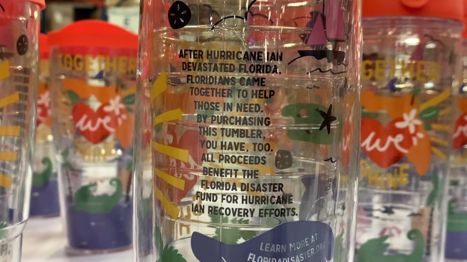 Close up of Hurricane Ian Tervis tumbler.