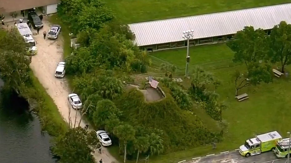 Photo: Aerial image of emergency vehicles responding to Customs and Border Protection officer accidentally shot at a South Florida shooting range.