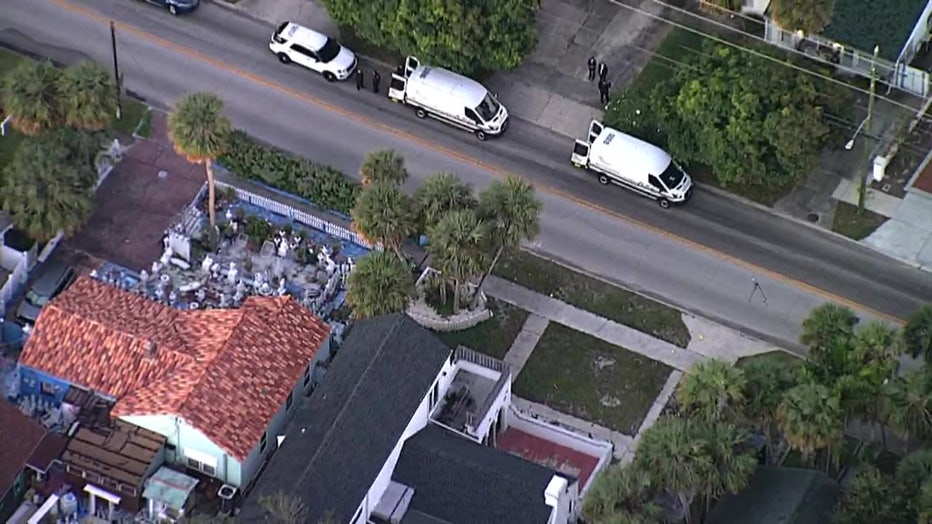 Photo: Aerial view of police investigation into homicide in Clearwater beach neighborhood.