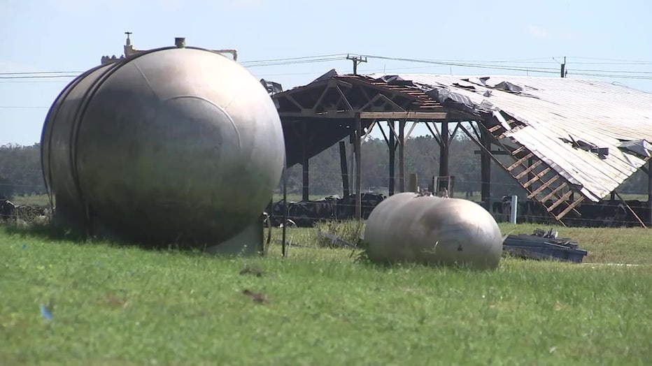 Dakin Dairy Farm in Manatee County, Florida sustained winds and rain from Hurricane Ian