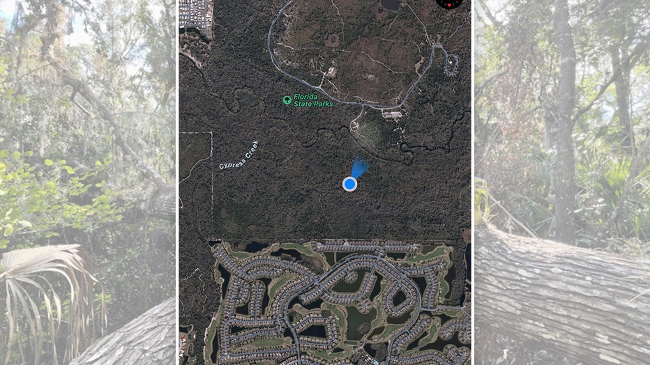 Screenshot of Google Maps showing location of hiker when he was rescued.