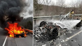 Tesla reduced to ashes after catching fire on Pennsylvania highway