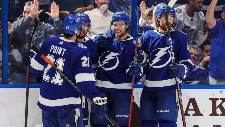 Brandon Hagel #38 of the Tampa Bay Lightning